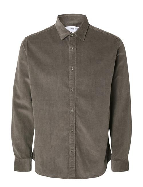Slhregowen-Cord Shirt Ls Noos Selected Grey
