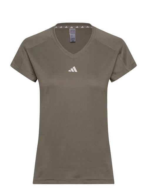 Aeroready Train Essentials Minimal Branding V-Neck T-Shirt Adidas Performance Khaki