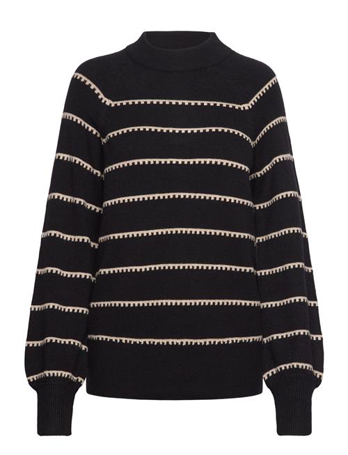 Se Vila Viril Crew Neck L/S Stripe Knit Top Vila Black ved Booztlet