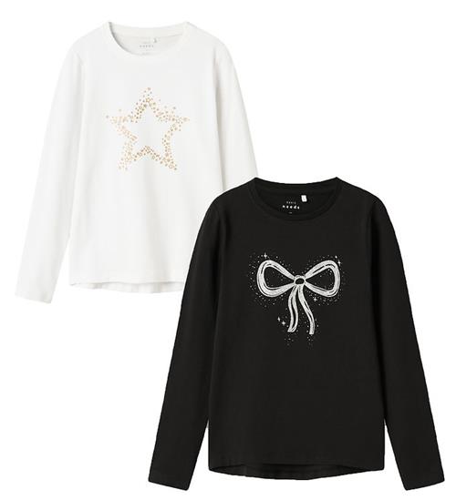 Se Name It Bluse - NkfViparty - 2-pak - Black/Bright White ved KidsWorld