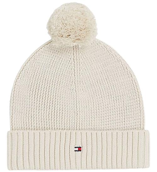 Se Tommy Hilfiger Hue - Strik - Essential Pom Pom - Newsprint ved KidsWorld