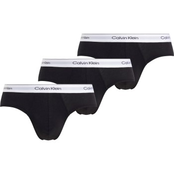 Calvin Klein 3P Modern Cotton Stretch Hip Briefs Sort bomuld X-Large Herre