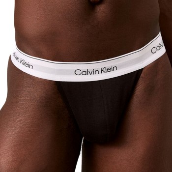 Calvin Klein 3P Modern Cotton Stretch Thong Sort bomuld Large Herre