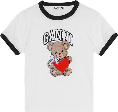 Ganni Basic Jersey Bear Small Tshirt Kvinde Bright White Kortærmede T-shirts Str S - hos Magasin