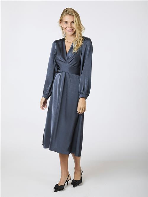 Neo Noir Rimini Heavy Sateen Dress Kvinde Midnight Blue Midi Kjoler Str 38 - hos Magasin