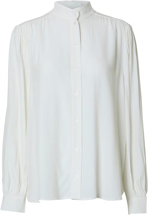 Selected Femme Slfsheena LS High Collar Shirt B Kvinde Hvid Skjorter Str 36 - hos Magasin