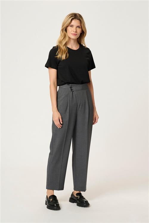 Kaffe Kamerle Button Pants 7/8 Kvinde Dark Grey Melange Bukser Str 46 - hos Magasin