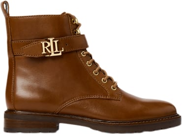 Lauren Ralph Lauren Burnished Calfelridge-bo-bte Kvinde Deep Saddle Tan Snøresko Str 38 - hos Magasin