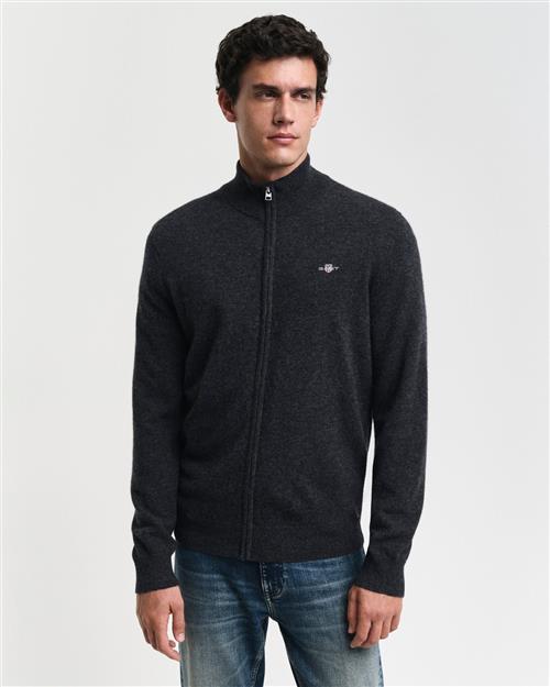 Gant Extrafine Lambswool ZIP Cardigan Mand Dk Charcoal Melange Cardigans Str XL - hos Magasin