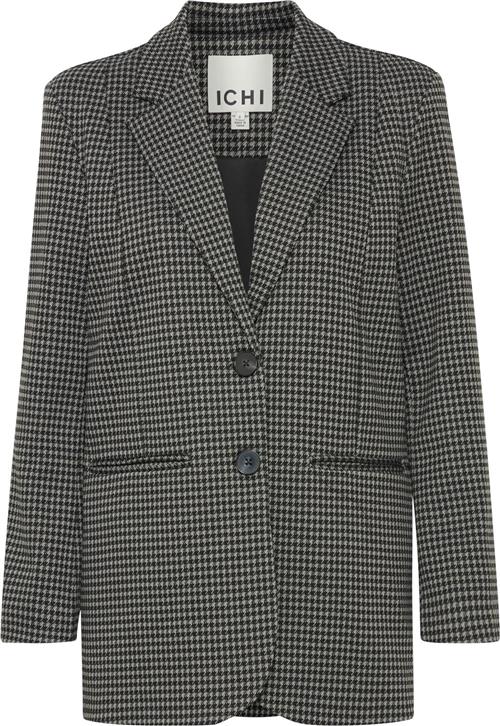 ICHI Ihkate Houndstooth Oversize BL2 Kvinde Black/grey Houndstooth Blazere Loose Fit Str S - hos Magasin