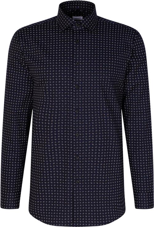 Seidensticker Flannel Shirt Regular Long Sleeve Kentcollar Print Mand Blue Langærmede Skjorter Str 44 - Bomuld hos Magasin