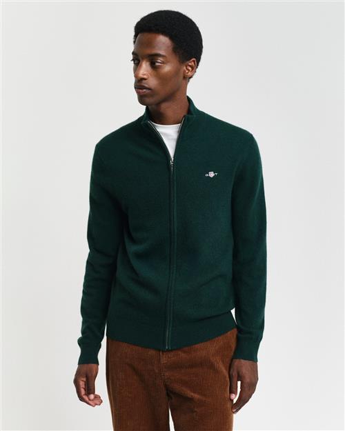 Se Gant Extrafine Lambswool ZIP Cardigan Mand Tartan Green Cardigans Str L - hos Magasin ved Magasin