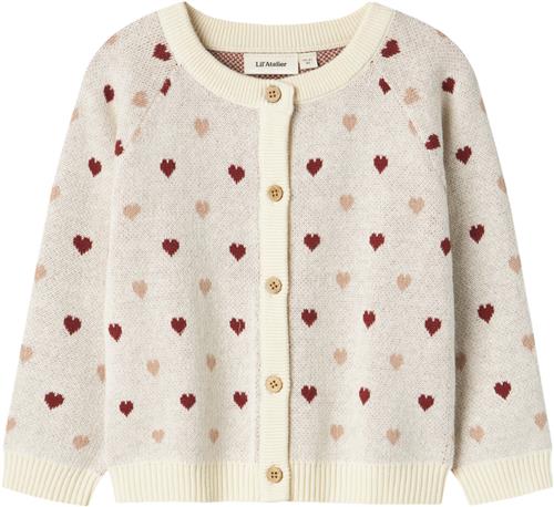 Se Lil' Atelier Nmfsaran LS Knit Card Heart LIL Str 92 - Turtledove Cardigans hos Magasin ved Magasin