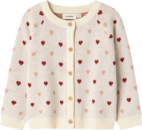 Lil' Atelier Nmfsaran LS Knit Card Heart LIL Str 104 - Turtledove Cardigans hos Magasin