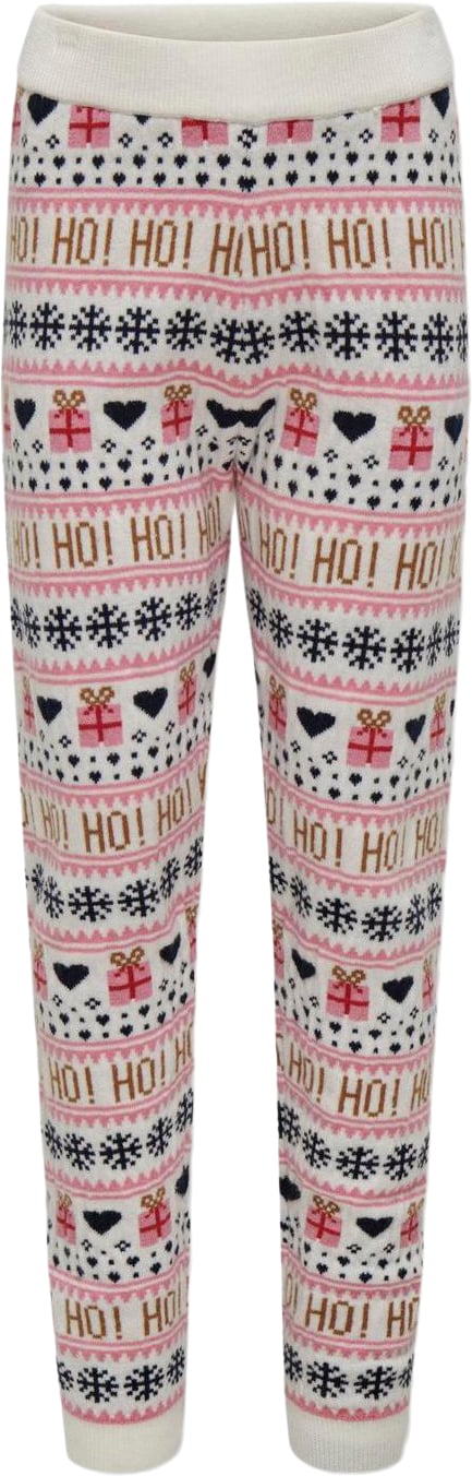 Se ONLY Kogxmas Present Pant KNT Str 152 - Cloud Dancer/night Sky /High Risk R Bukser hos Magasin ved Magasin