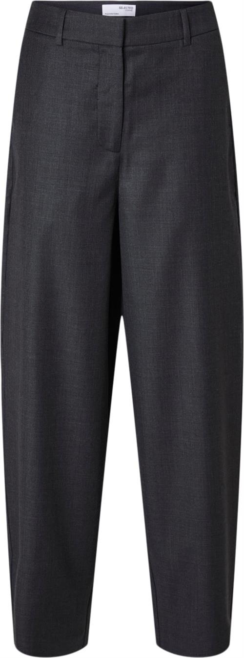 Selected Femme Slfluah HW Barrel Wool Pant Kvinde Grå Bukser Str 40 - hos Magasin