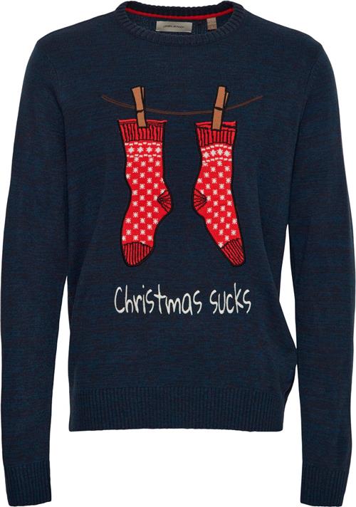 Blend Christmas Pullover Mand Dark Navy Sweatshirts Str L - hos Magasin