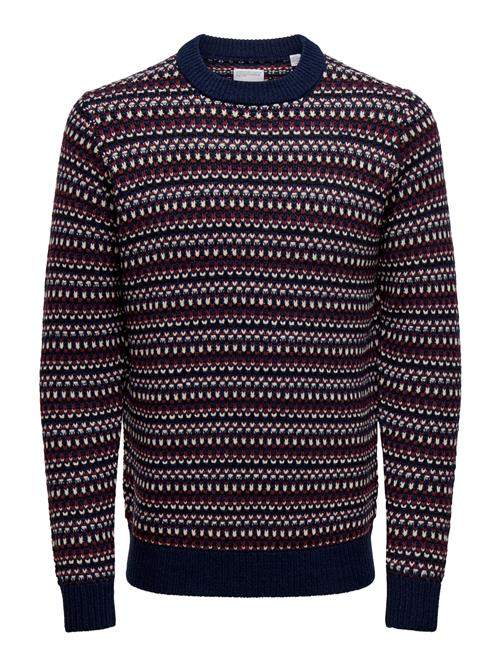 Only & Sons Pullover 'ONSMusa'  navy / vinrød / hvid