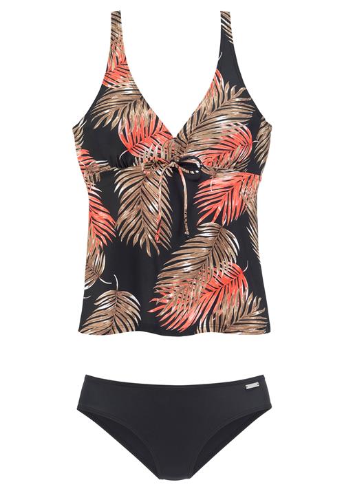 LASCANA Tankini  lysebrun / abrikos / orangerød / sort / hvid