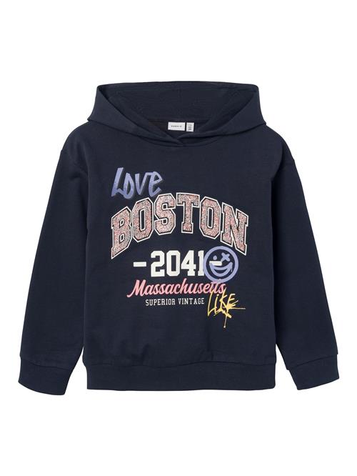 Se NAME IT Sweatshirt 'Nkfjasa Happy'  navy / lyseblå / gul / pudder ved About You