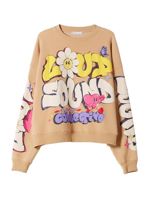 Bershka Sweatshirt  lysebrun / gul / pink / hvid