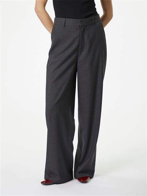 Neo Noir Emmett Pinstripe Pants Kvinde Antracit Bukser Med Brede Ben Str 42 - hos Magasin