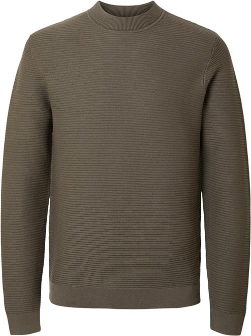 Se Selected Homme Slhtion LS Knit Structure Mock Neck Mand Kalamata Sweatshirts Str XL - hos Magasin ved Magasin