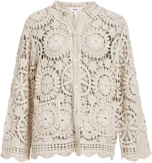 Object Objpetra L/S Knit Throwover 132 Kvinde Sandshell Sweaters Str M - hos Magasin