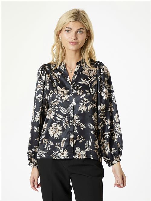 Se Neo Noir Nani Canvas Flower Blouse Kvinde Dark Navy Langærmede Bluser Str 44 - hos Magasin ved Magasin