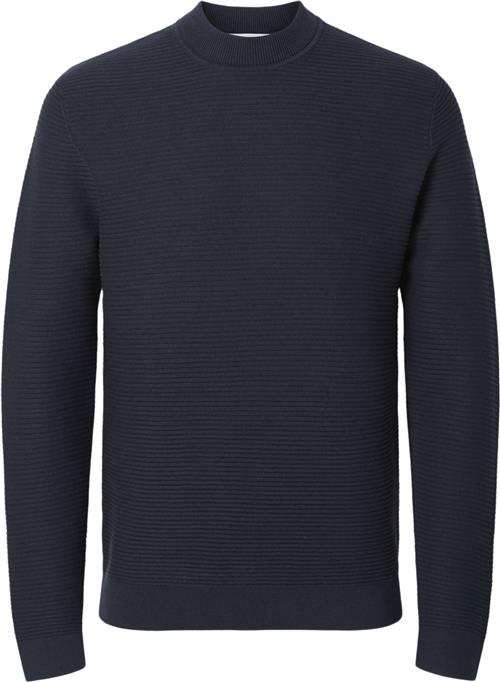 Selected Homme Slhtion LS Knit Structure Mock Neck Mand Sky Captain Sweatshirts Str L - hos Magasin