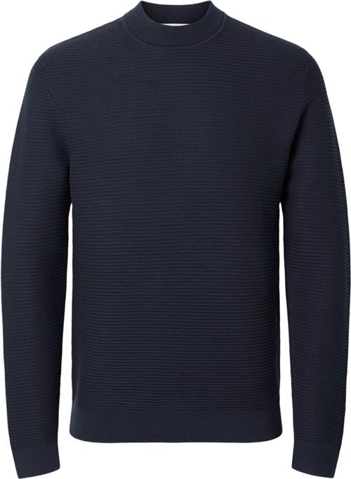 Selected Homme Slhtion LS Knit Structure Mock Neck Mand Sky Captain Sweatshirts Str M - hos Magasin