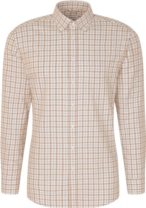 Seidensticker Flannel Shirt Regular Long Sleeve Buttondown-collar Check Mand Brown Langærmede Skjorter Str 44 - Bomuld hos Magasin