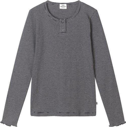 Mads Nørgaard - Copenhagen 2x2 Cotton Stripe Tala Tee LS Str 4 år - Blå Og Hvid Striber Langærmede T-shirts hos Magasin