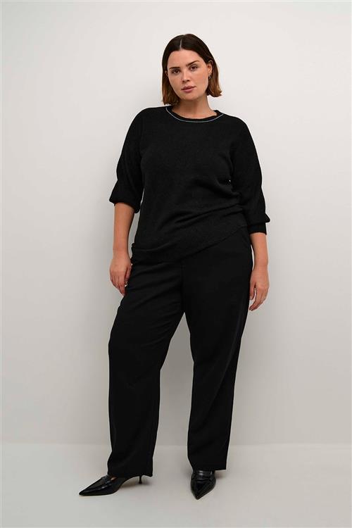 Kaffe Curve Kcmerida Pullover Kvinde Black Deep Cc. Langærmede Bluser Str XL - Polyester hos Magasin