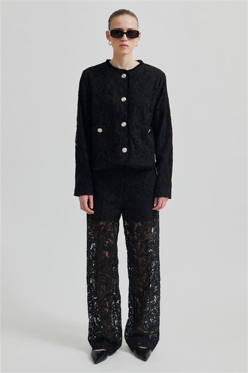 Second Female Border Trousers Kvinde Black Bukser Str L - hos Magasin