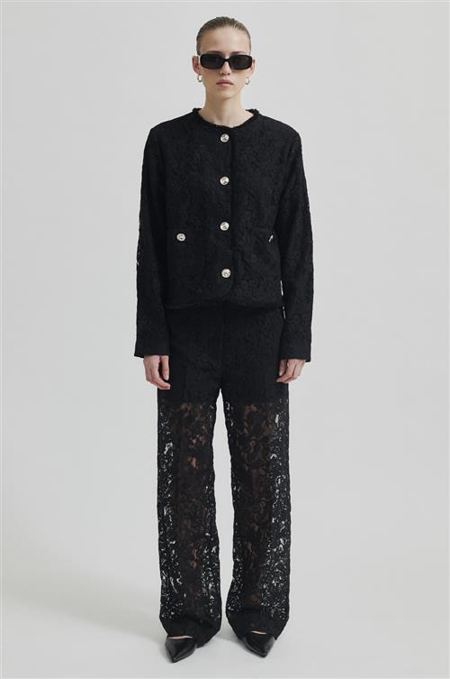 Second Female Border Trousers Kvinde Black Bukser Str XL - hos Magasin