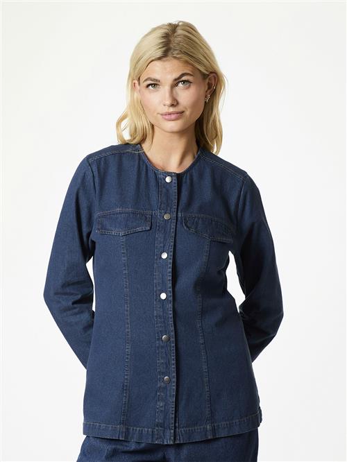 Neo Noir Annie Denim Blouse Kvinde Dark Blue Langærmede Bluser Str 40 Denim - hos Magasin