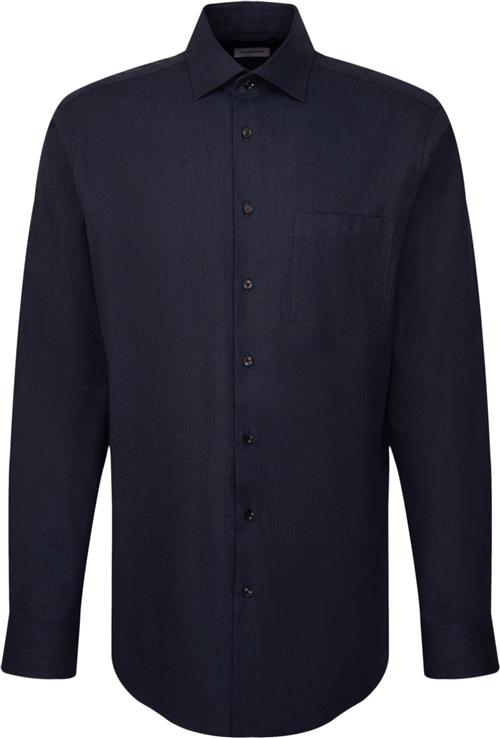 Seidensticker Flannel Shirt Regular Long Sleeve Kentcollar Uni Mand Blue Langærmede Skjorter Str 40 - Bomuld hos Magasin