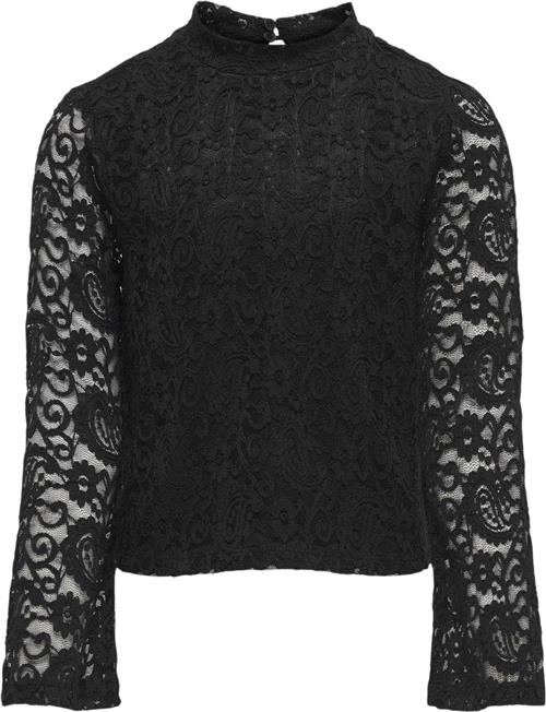 ONLY Kogmilly L/S Flared Sleeve Lace TOP Str 146/152 - Sort Toppe Denim hos Magasin