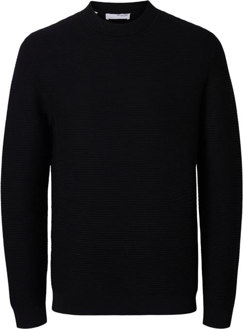 Selected Homme Slhtion LS Knit Structure Mock Neck Mand Sort Sweatshirts Str XL - hos Magasin