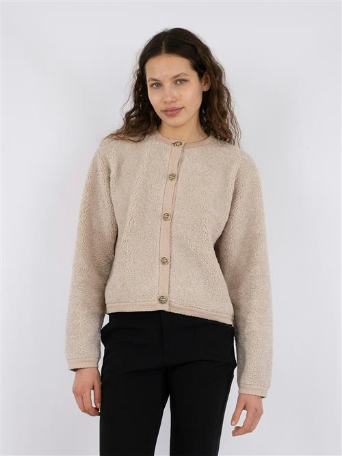 Neo Noir Limo Fluffy Knit Cardigan Kvinde Sand Sweaters Str 42 - hos Magasin