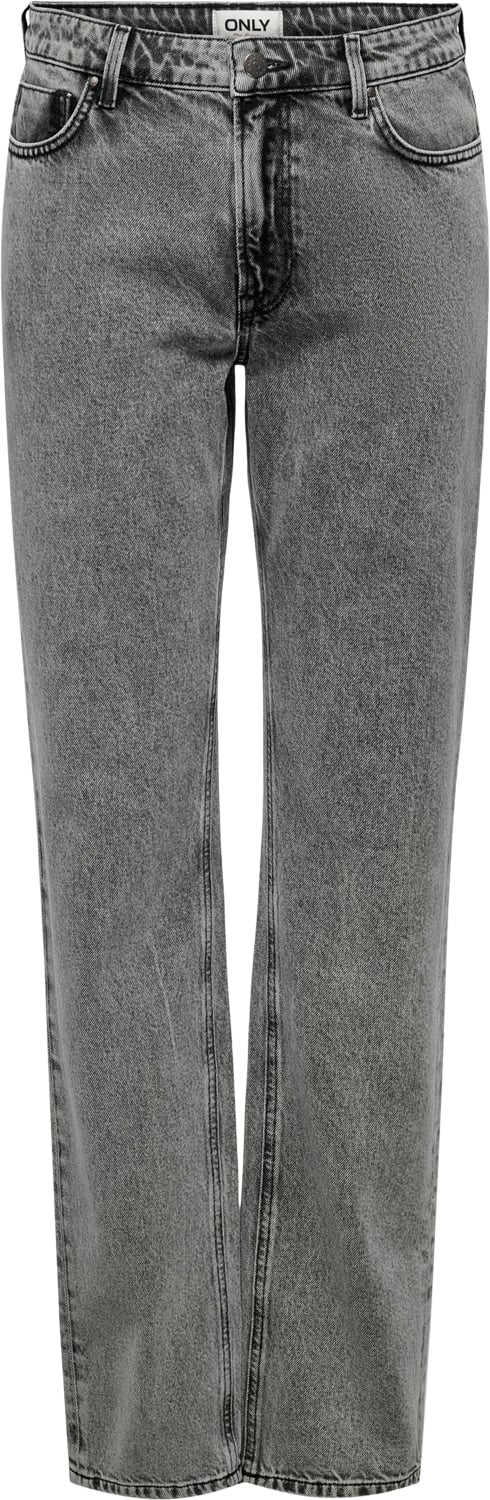 ONLY Onljaci MW Acid Rhinestone B STR DN Kvinde Grey Denim/acid Straight Jeans Str "30/""32" - hos Magasin