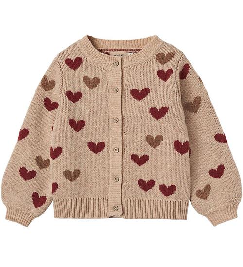 Se Wheat Cardigan - Strik - Jacquard - Off White m. Hjerter ved KidsWorld