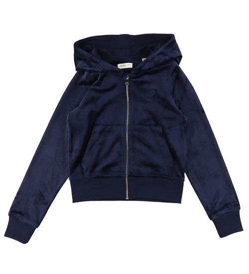 Se GANT Cardigan - Velour - Evening Blue ved KidsWorld