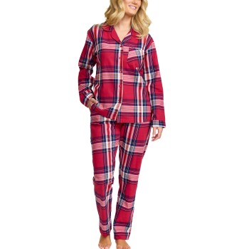 Damella Cotton Flannel Pyjamas Rød Mønster  bomuld Small Dame