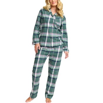 Se Damella Cotton Flannel Pyjamas Grøn Mønster bomuld Medium Dame ved Timarco