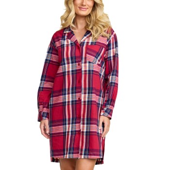 Damella Flannel Nightshirt Rød Mønster  bomuld X-Large Dame