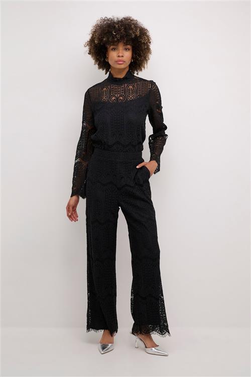 Se Culture Cuima Lace Pants Kvinde Black Bukser Med Brede Ben Str XS - hos Magasin ved Magasin