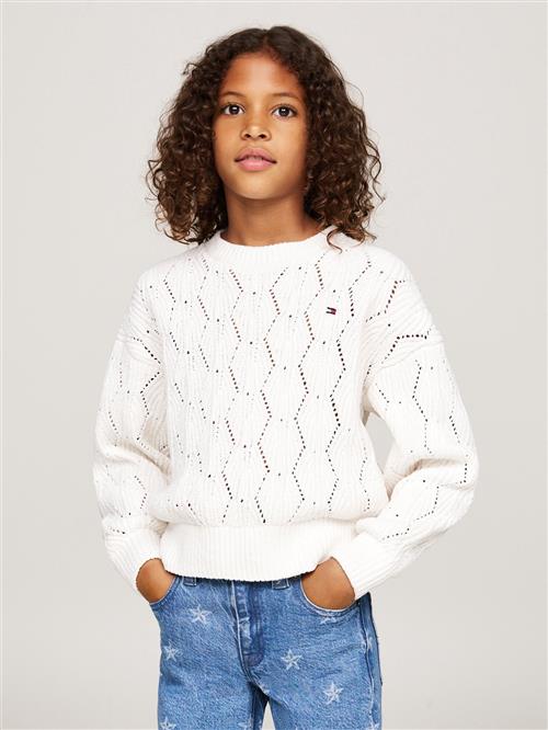 Tommy Hilfiger Chenille Sweater Str 12 - Ivory Petal Sweatshirts hos Magasin