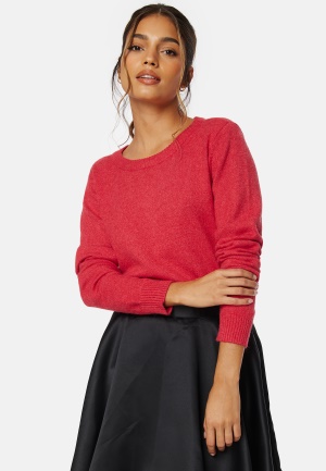 VILA Viril O-neck L/S Knit Top Barbados Cherry L